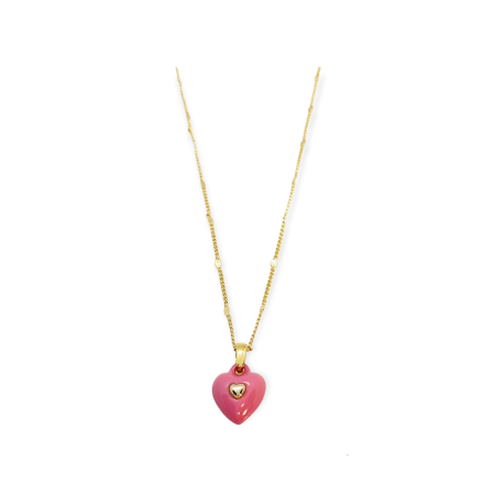 necklace copper with pink heart8